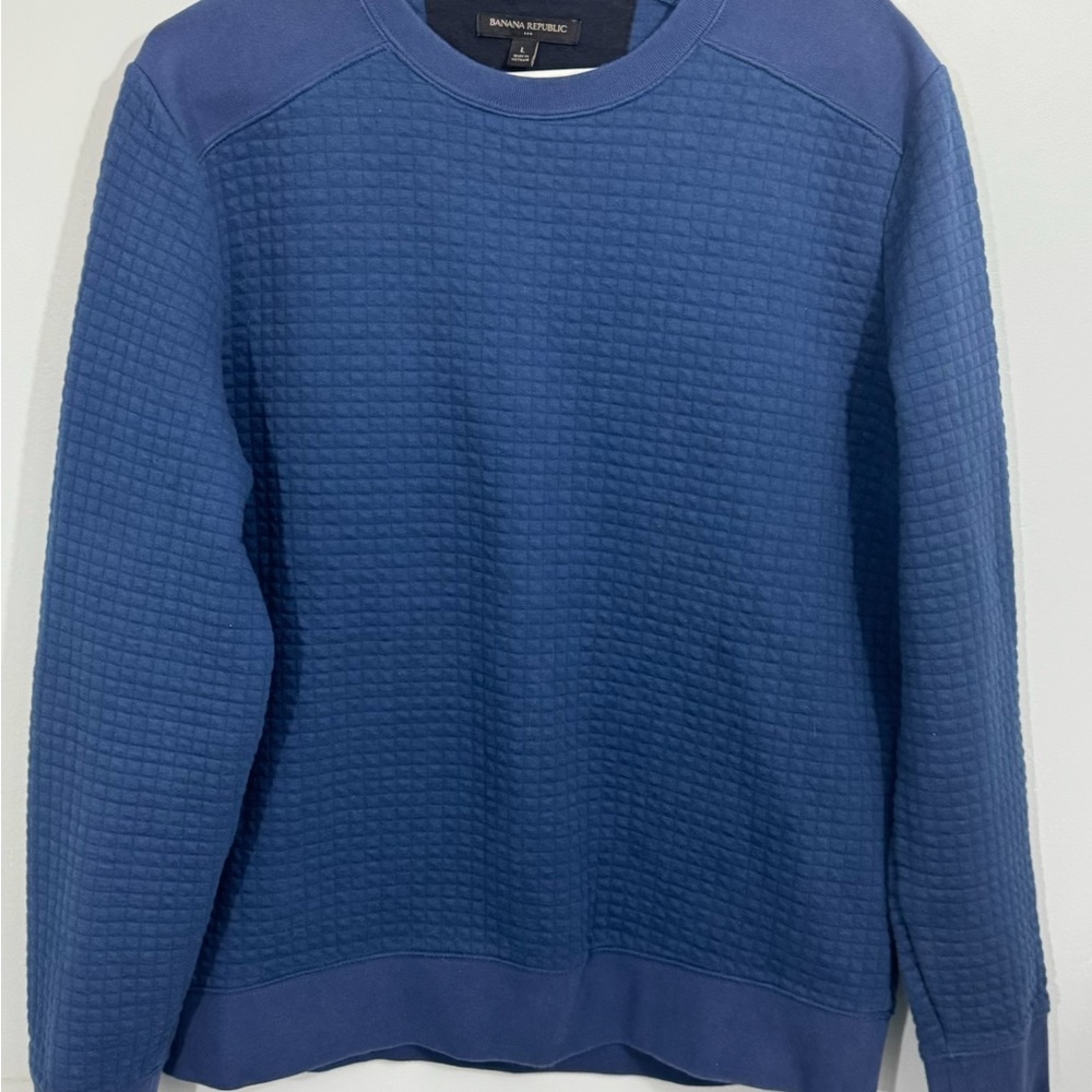 Banana‎ Republic Waffle Knit Crewneck Sweater Mens Large Blue